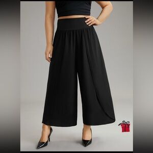BloomChic Wrap Hem Black Wide-Leg Pants size 1X